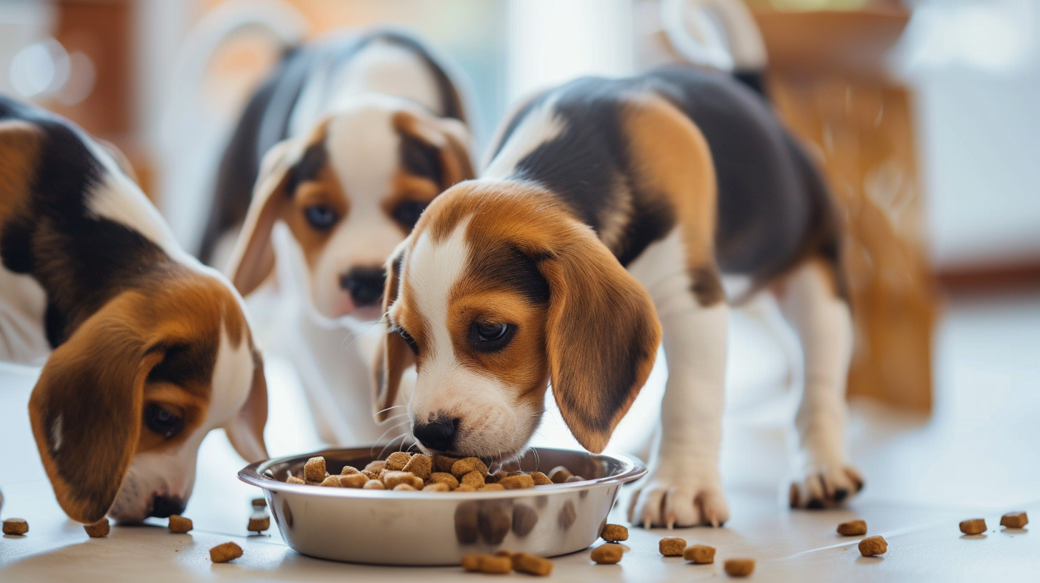 beagle przy misce