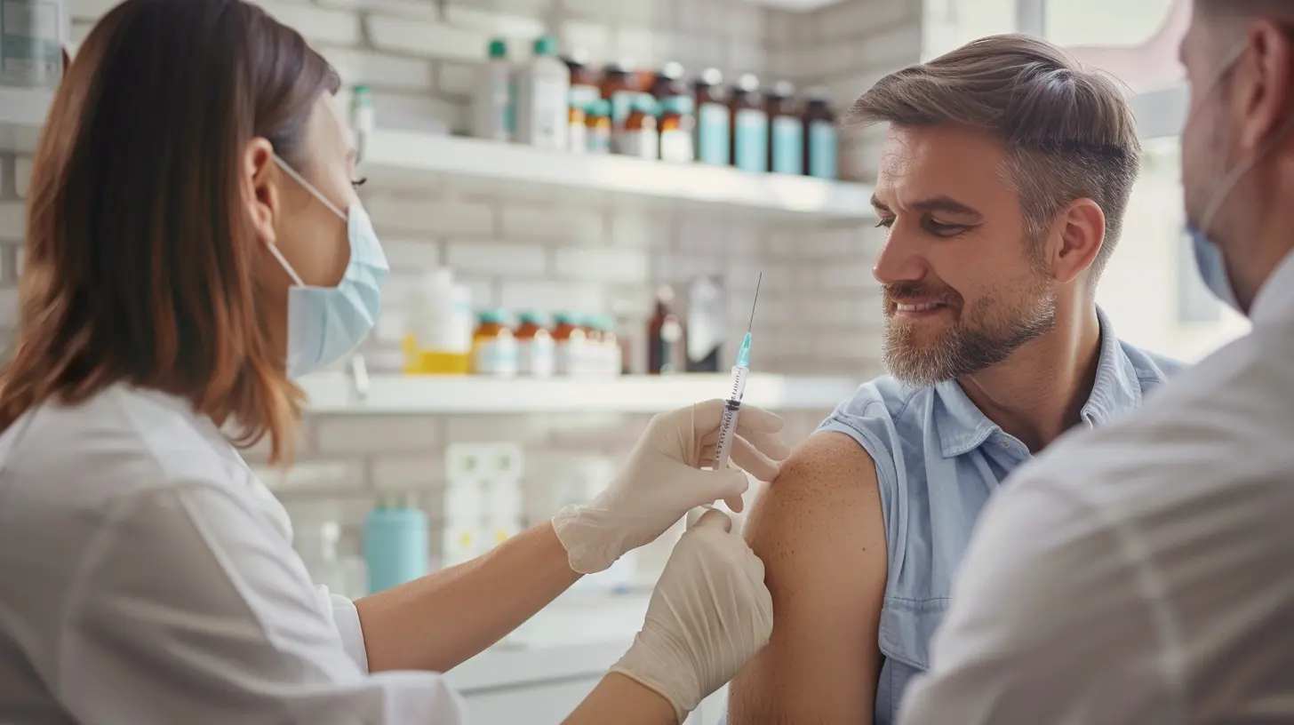 farmaceuta dokonujący szczepienia