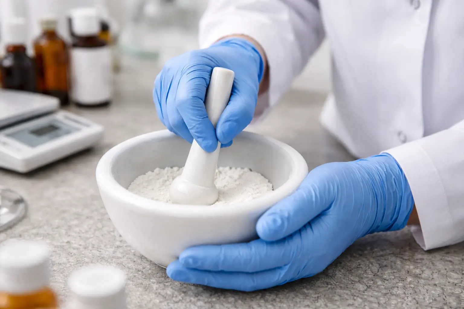 farmaceuta przygotowuje lek recepturowy