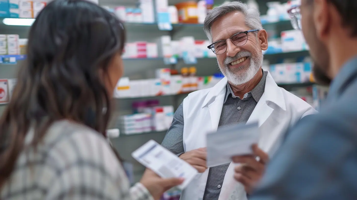 farmaceuta rozmawia z klientami