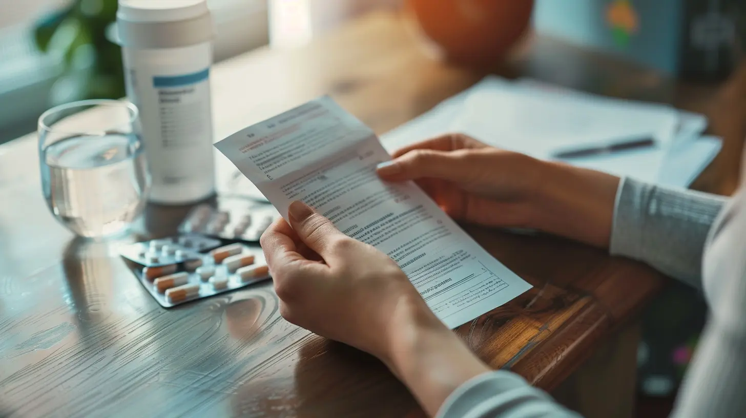 kobieta czytająca ulotkę farmaceutyczną