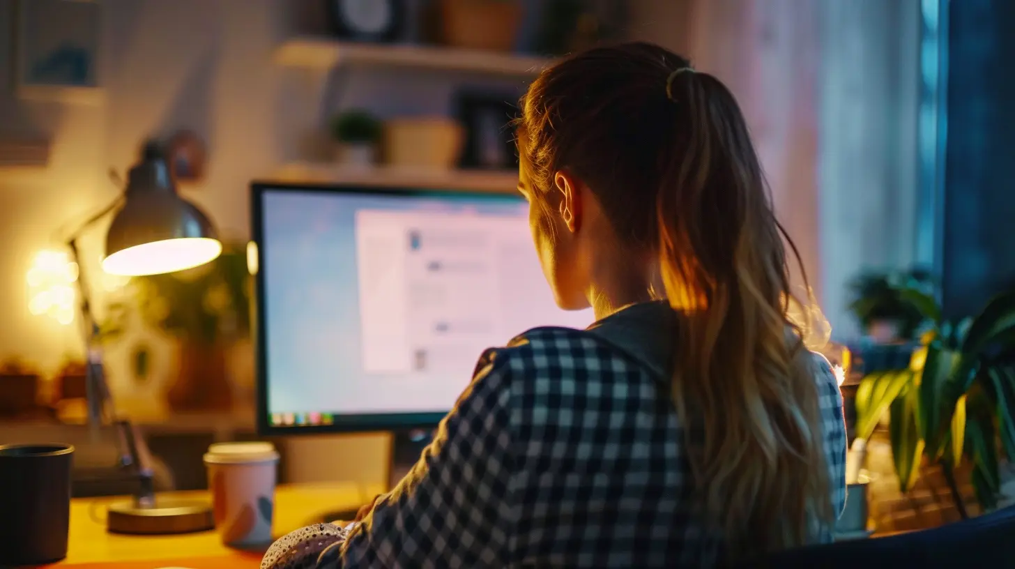 kobieta szuka informacji w internecie