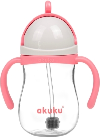 AKUKU Bidon ze słomką z odważnikiem, różowy 280 ml