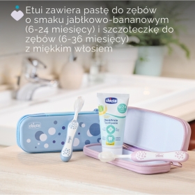 Chicco Zestaw pasta i szczotka do zębów + etui lila 6-36 miesięcy 1 komplet
