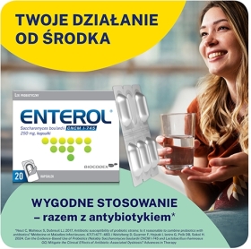 Enterol, probiotyk, 250 mg, 20 kapsułek