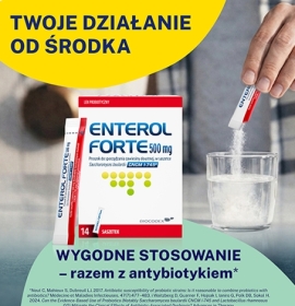 Enterol Forte, probiotyk dla dorosłych, 500 mg, 14 saszetek