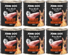 JOHN DOG Pure Black Special Edition karma mokra dla psa Królik 6x800 g