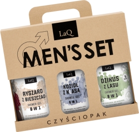 LaQ Czyściopak Męski białe żele: Ryszard z Bieszczad, Kozioł z Klasą, Dzikus z Lasu 3x500ml
