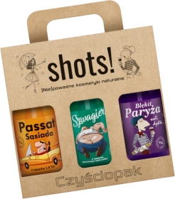 LaQ Shots! Czyściopak Męski żel: Passat Sąsiada, Szwagier, Błękit Paryża 3x500ml