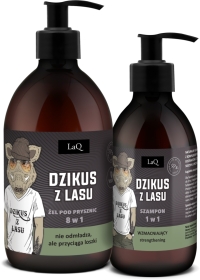 LaQ Zestaw DZIKUS Z LASU: żel, szampon ZŁOTY 500 ml + 300 ml