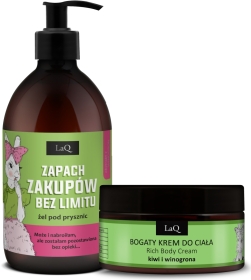 LaQ Zestaw KIWI I WINOGRONA ZAPACH ZAKUPÓW: żel, krem do ciała ZŁOTY 500 ml + 200 ml