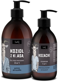 LaQ Zestaw KOZIOŁ Z KLASĄ: czarny mat żel, szampon ZŁOTY 500 ml + 300 ml