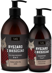 LaQ Zestaw RYSZARD Z BIESZCZAD czarny mat: żel, szampon ZŁOTY 500 ml + 300 ml