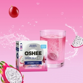 OSHEE Drop in Hydrotabs Witaminy i Minerały winogrona - dragonfruit 8 tabletek