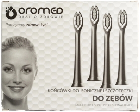 Oromed Końcówki do szczoteczek sonicznych black MODEL ORO-SONIC PROFESSIONAL, 4 sztuki