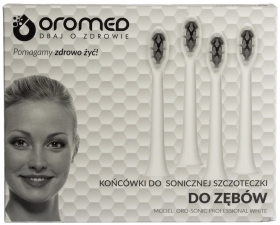 Oromed Końcówki do szczoteczek sonicznych white MODEL ORO-SONIC PROFESSIONAL, 4 sztuki