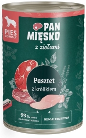 Pan Mięsko Mokra karma dla psa z Ziołami Pasztet z królikiem 400g