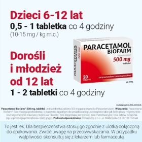 Paracetamol Biofarm 0,5 g x 20 tabletek