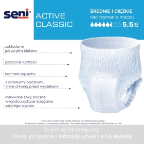 SENI ACTIVE CLASSIC Majtki chłonne L 30 sztuk Wielopak x3