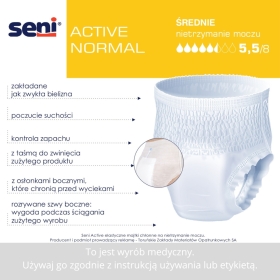 Seni Active Normal Large Majtki Chłonne 30 sztuk Wielopak x3