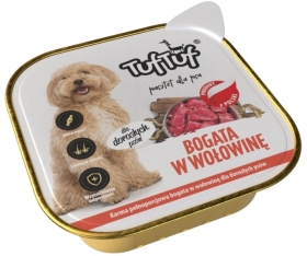 TufTuf Pasztet wołowy dla psa tacka 300 g