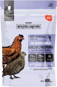 Wiejska Zagroda Karma sucha dla kota Dla sterylizowanych Kurczak z przepiórką 800 g