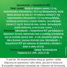 Xylometazolin + Dexpanthenol WZF, (0,1mg+5,0mg)/dawkę, aerozol do nosa, 10 ml
