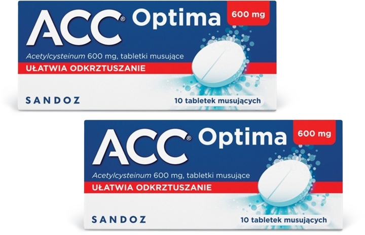 ACC OPTIMA 600 mg 10 tabletek musujących Wielopak × 2