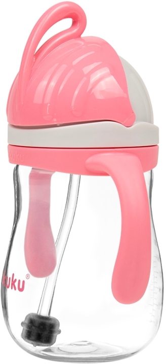 AKUKU Bidon ze słomką z odważnikiem, różowy 280 ml