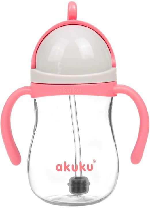 AKUKU Bidon ze słomką z odważnikiem, różowy 280 ml