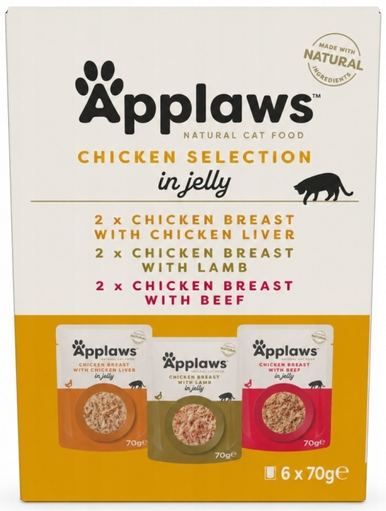 APPLAWS Cat Multipak degustacyjny z kurczakiem w saszetce w galaretce dla kota 6x70g