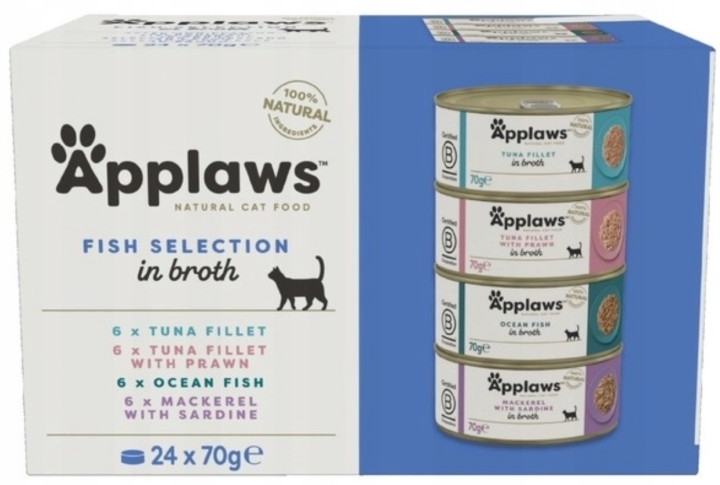 APPLAWS Cat Multipak mix smaków rybnych w bulionie dla kota w puszce 24x70g
