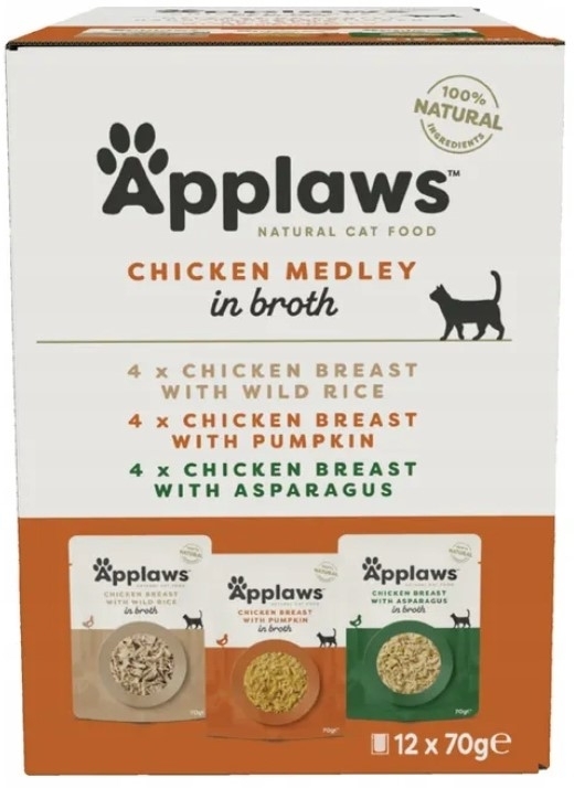 APPLAWS Cat Multipak mix smaków z kurczakiem w saszetkach dla kota 12x70g