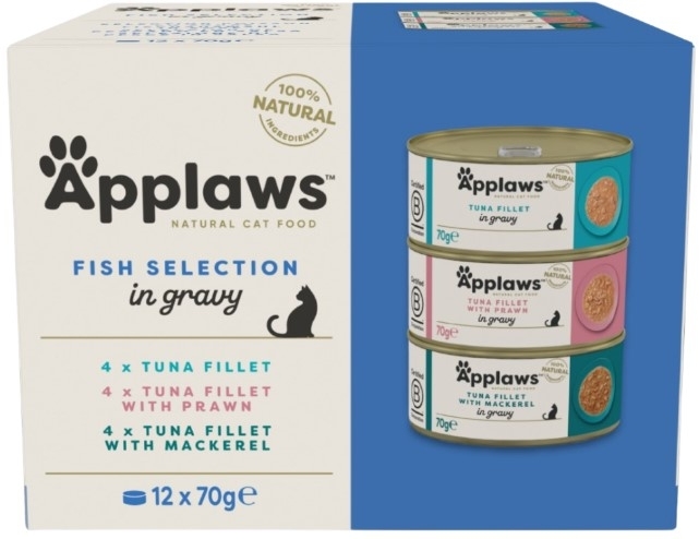 APPLAWS Cat Multipak mix smaków z rybą w puszce w sosie dla kota 12x70g