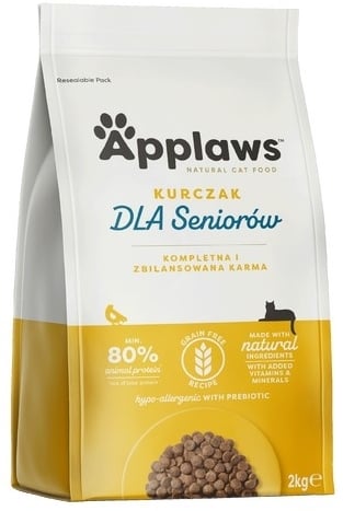 APPLAWS Cat Senior sucha karma bezzbożowa z kurczakiem dla starszych kotów 2 kg