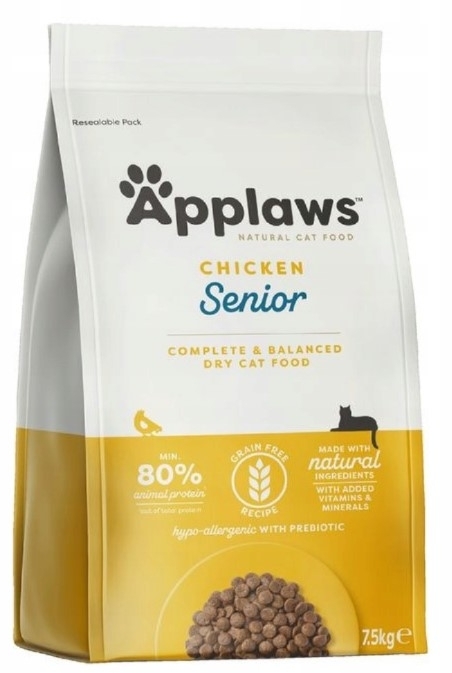 APPLAWS Cat Senior sucha karma bezzbożowa z kurczakiem dla starszych kotów 7,5 kg