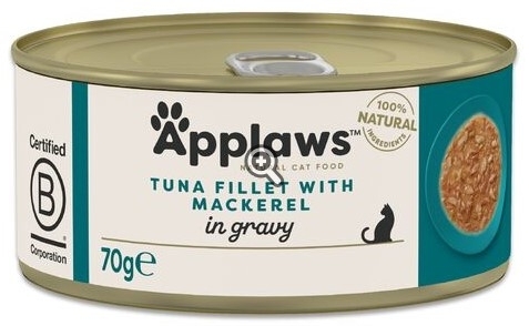 APPLAWS Cat Mokra karma dla kota filet z tuńczyka z makrelą w puszce w sosie 70 g