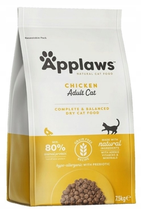 APPLAWS Cat sucha karma bezzbożowa z kurczakiem dla kota 7,5 kg
