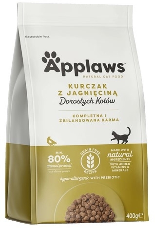 APPLAWS Cat sucha karma bezzbożowa z kurczakiem i jagnięciną dla kota 400 g