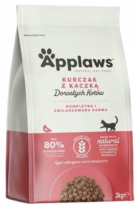 APPLAWS Cat sucha karma bezzbożowa z kurczakiem i kaczką dla kota 2 kg