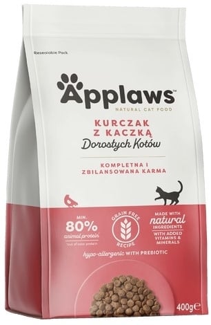 APPLAWS Cat sucha karma bezzbożowa z kurczakiem i kaczką dla kota 400 g