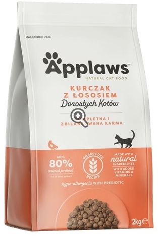 APPLAWS Cat sucha karma bezzbożowa z kurczakiem i łososiem dla kota 2 kg