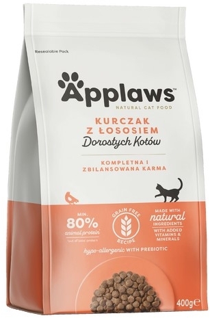 APPLAWS Cat sucha karma bezzbożowa z kurczakiem i łososiem dla kota 400 g