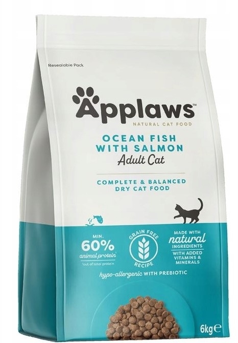 APPLAWS Cat sucha karma bezzbożowa z rybami oceanicznymi dla kota 6 kg