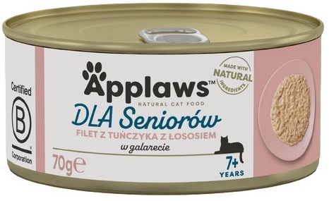 APPLAWS Cat mokra karma tuńczyk i łosoś w galaretce karma dla starszych kotów 70 g