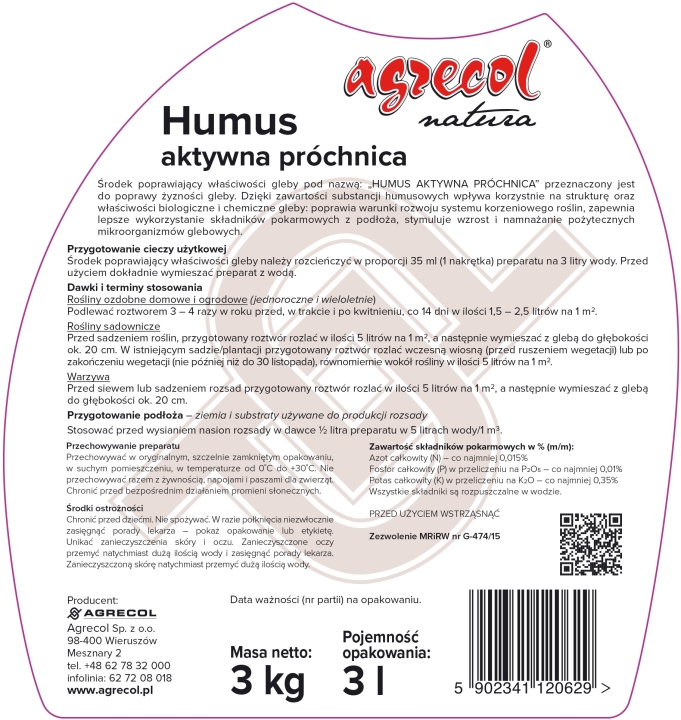 Agrecol Humus aktywna próchnica 3 l