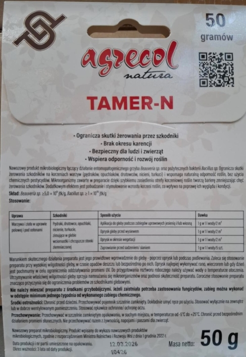 Agrecol Tamer-N biopreparat drutowce nicienie 50 g
