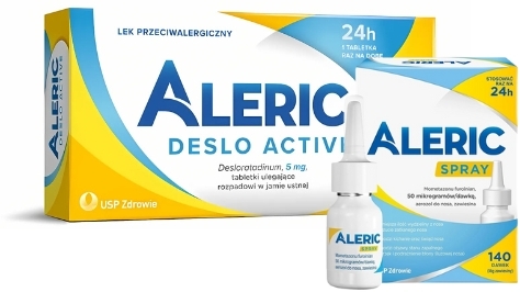 Aleric Deslo Active, 5 mg 30 tabletek + Aleric Spray aerozol do nosa, zawiesina 140 dawek