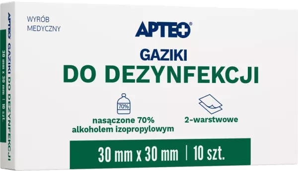 Apteo Gaziki do dezynfekcji 30 x 30 mm 10 szt.
