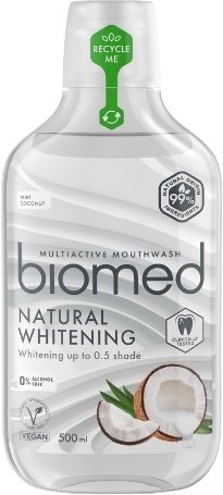BIOMED Natural Whitening Płyn do płukania jamy ustnej mięta + kokos 500 ml